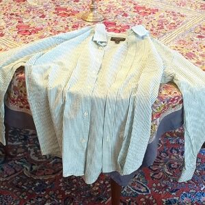 Banana Republic Green Striped Dress Shirt
